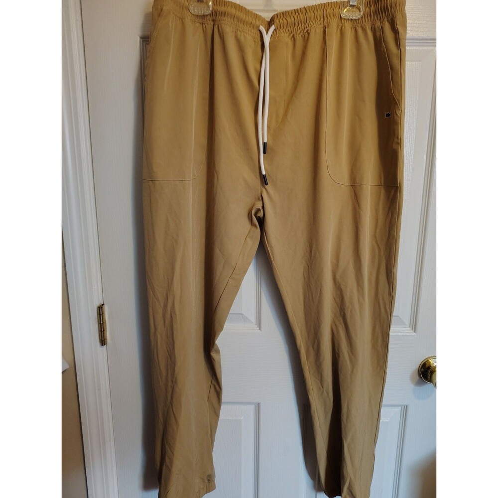 Crown & Ivy Men's Tan Solid Jogger Pants Drawstring Elastic Waist XL